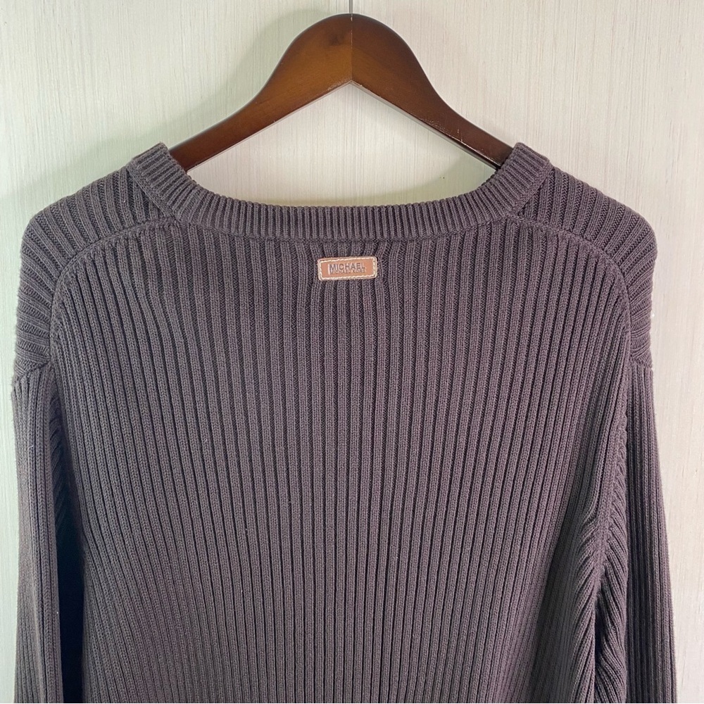 Michael Michael Kors Men's Crewneck Ribbed Sweater Heavy Deep Brown XL - Picture 5 of 8